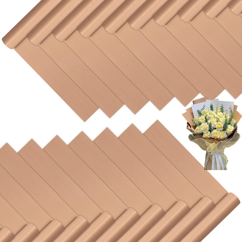 DEWJDFSC 20 Sheets Flower Wrapping Paper,Waterproof Floral Korean Bouquet Wrapping Paper, Florist Supplies, Suitable for Flowers Gift Packaging (Pure Brown) - Image 1